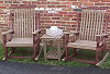 barn red & weather wood rocking chairs