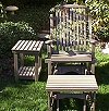 taupe weather wood colonial single glider, glider stool & table
